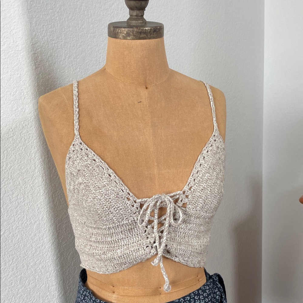 American Eagle Crochet Lace-Up Crop Top